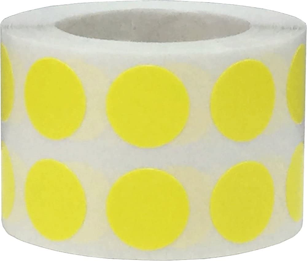 Hot Yellow Color Coding Labels for Organizing Inventory 0.50 Inch Round Circle Dots 1,000 Total Adhesive Stickers On A Roll