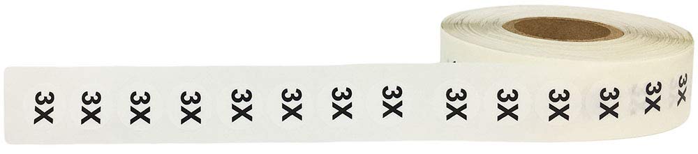3X Modern Style Clear Clothing Size Strip Stickers 3/4 x 6 Inch 200 Labels on a Roll 3x