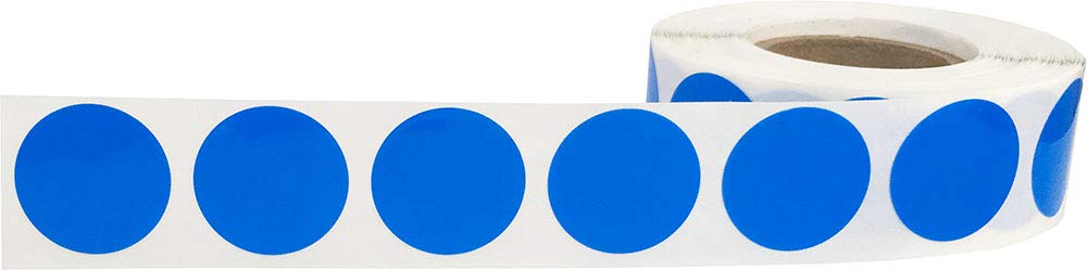 Laminated Blue Color Coding Labels for Organizing Inventory 0.75 Inch Round Circle Dots 500 Total Adhesive Stickers On A Roll
