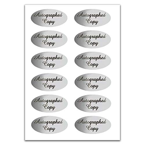 'Autographed Copy' Stickers - 1 x 2 Inch Silver Foil Autographed Label Stickers-1008 Labels/Pack