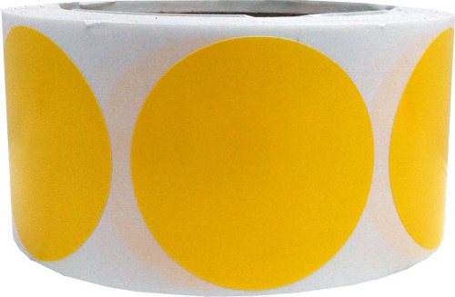 Yellow Color Coding Labels for Organizing Inventory 2 Inch Round Circle Dots 500 Total Adhesive Stickers On A Roll