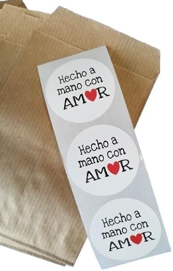 100 Labels ¨Hecho a Mano con Amor¨Spanish Stickers