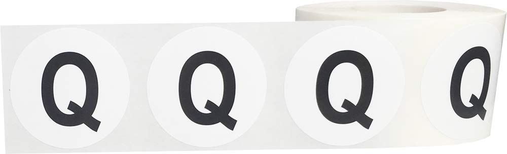 Letter Q Inventory Labels 1.5 inch Round Circle Dots 500 Adhesive Stickers