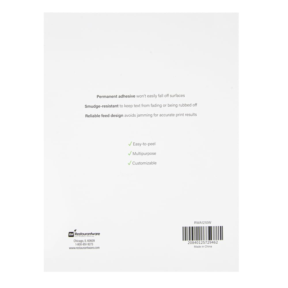 Restaurantware Label Tek 2.6 x 1 Inch Packaging Stickers 750 Premium Shipping Labels - Printable Address Sustainable White Paper Inventory Stickers High-Visibility with Strong Adhesives Address Label