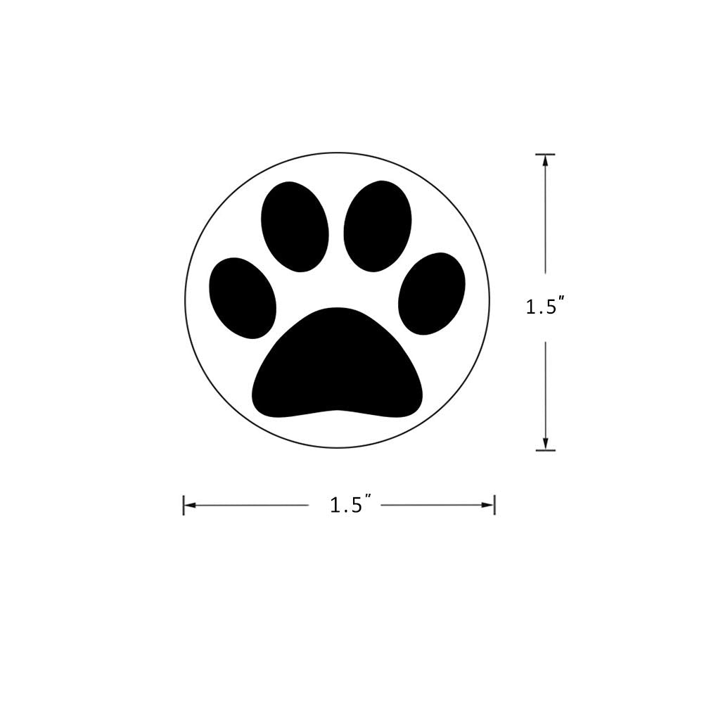 1.5" Round Black Bear Paw Print Dog Puppy Paw Stickers - 500 Pieces per Roll 1 roll