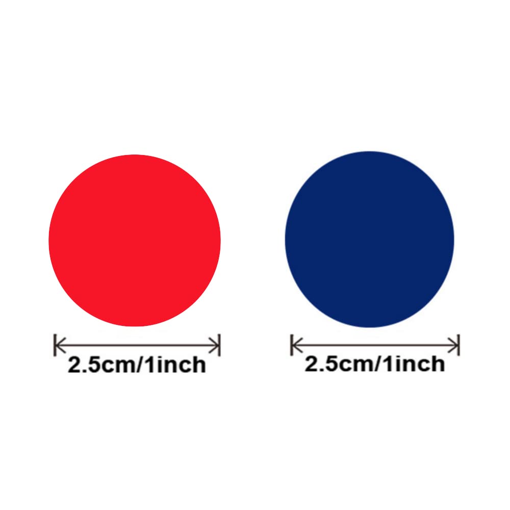 1 Inch Round Label Permanent Color Label Sticker Self Adhesive Circle Dot Stickers, 1000 Pieces (Red Blue) 1 inch Red Blue