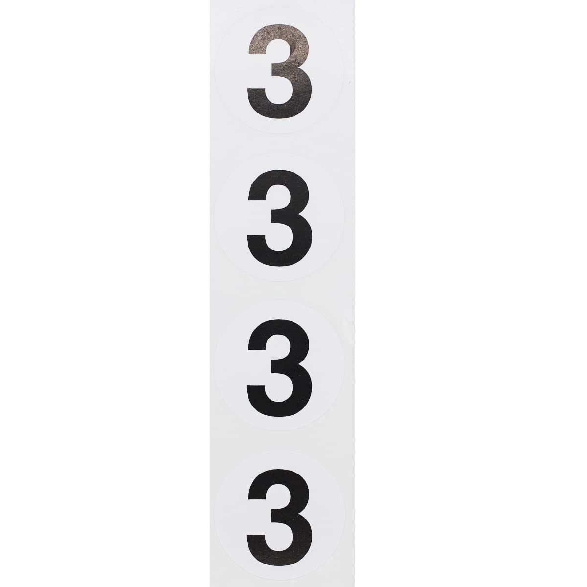 Black Number 3 Circle Stickers, 1.5 Inches Round, 500 Adhesive Labels on a Roll, Inventory Identification Dots, Semi-Gloss Round Number Stickers, Made in the USA Black 3