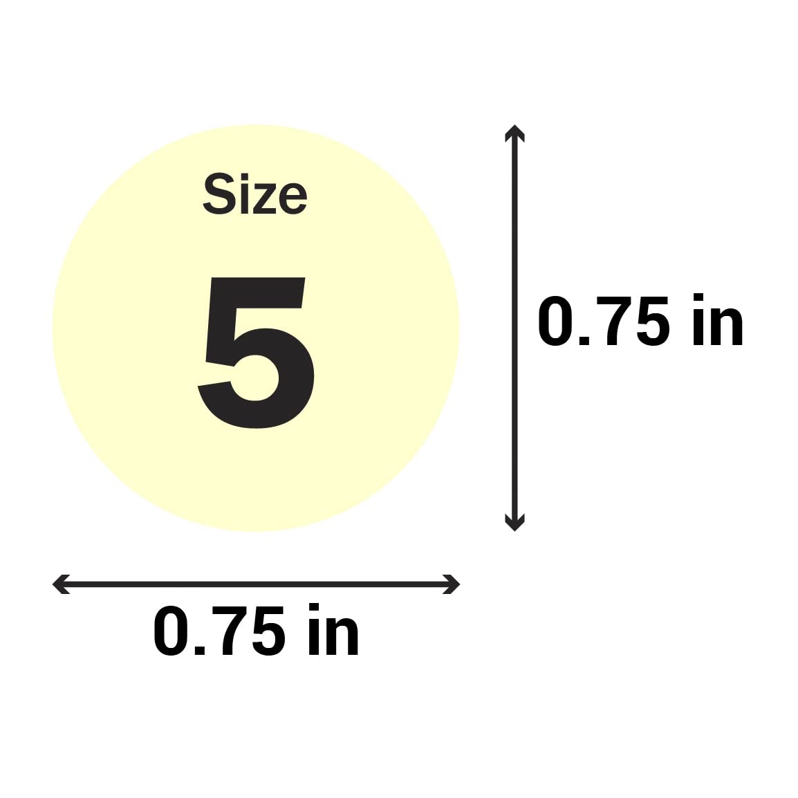 2700 Labels, 0.75 inch, Round - Shoe Size, Shoe Retail Labels, 5 to 13 (No Half-Sizes), Sizing Stickers