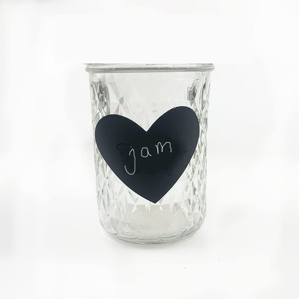 10 Sheets Heart Shaped Chalkboard Labels Erasable Black Sticker for Bottles Jars Kitchen Home Party Decoration