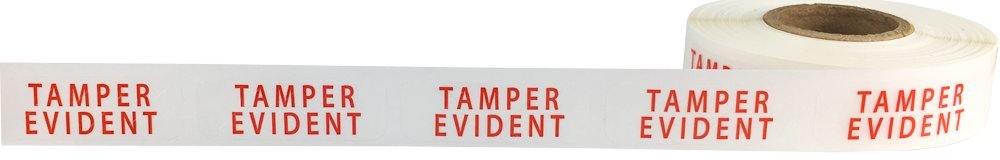 Tamper Evident Labels Small Clear with Red Ink .5 x 1.5 Inch Rectangles 500 Adhesive Stickers