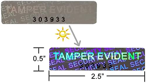Tamper Evident Stickers Hologram Labels with Unique Sequential Number, 2.5'' x 0.5'' (240) 240