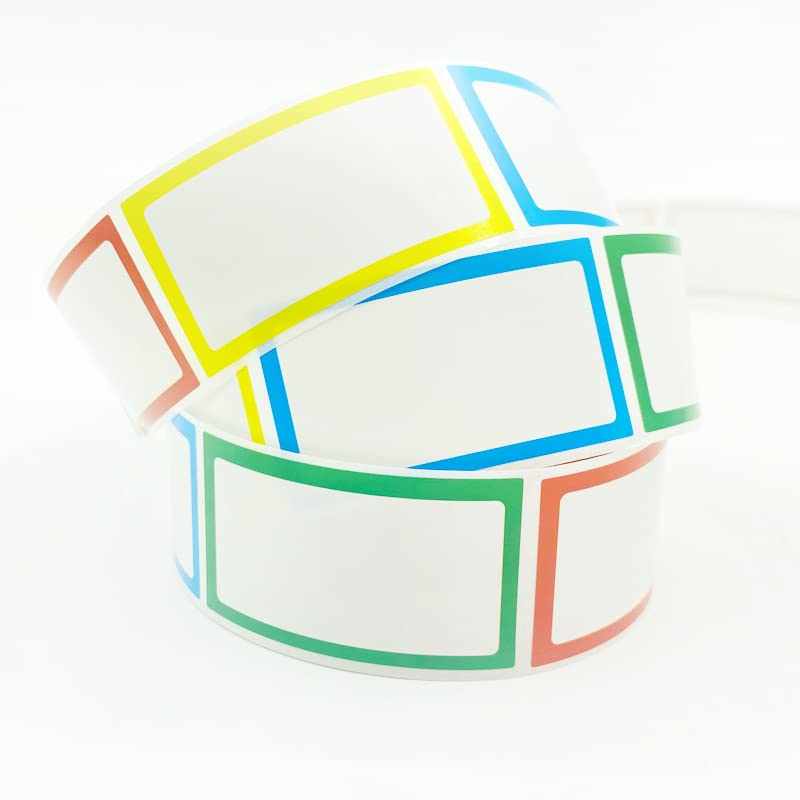 500 Count (2 Rolls) Rectangle Classification Labels Stickers File Folder Labels Adhesive Labels Name Labels Envelopes Labels Stickers Container Labels for Home Office Use, Color Random