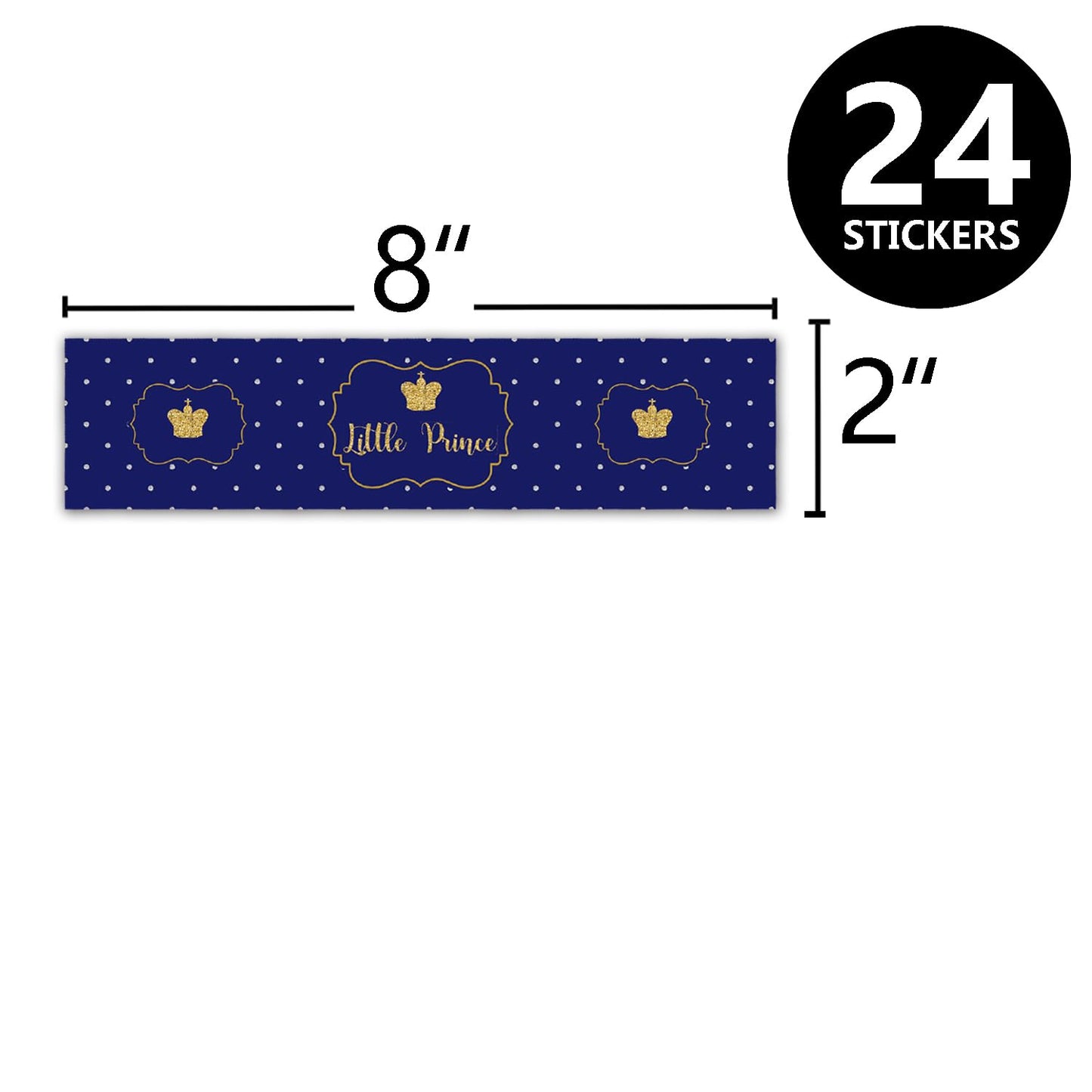 Set of 24 Royal Prince Charming, Baby Shower, Birthday Party Water Bottle Sticker Labels, Baby Shower or Birthday Party Favors for for Boy Royal Decorations Party Supplies. (8.5x2 inches)