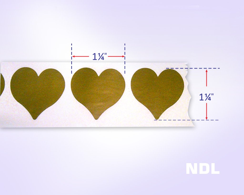 (1-1/4 Heart Shape Gold - 500) Scratch Off Labels Stickers, Designed to Create Your own Scratch-Off Cards, Raffles, Promotions, Wedding, Fun, Games etc. 1-1/4 Heart - Gold