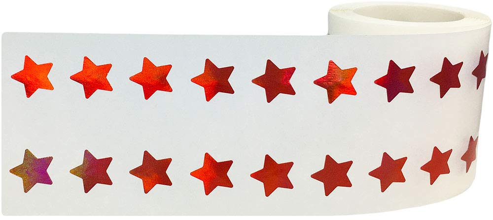 Red Metallic Star Shape Stickers Teacher Supplies 0.50 Inch 1,000 Adhesive Labels
