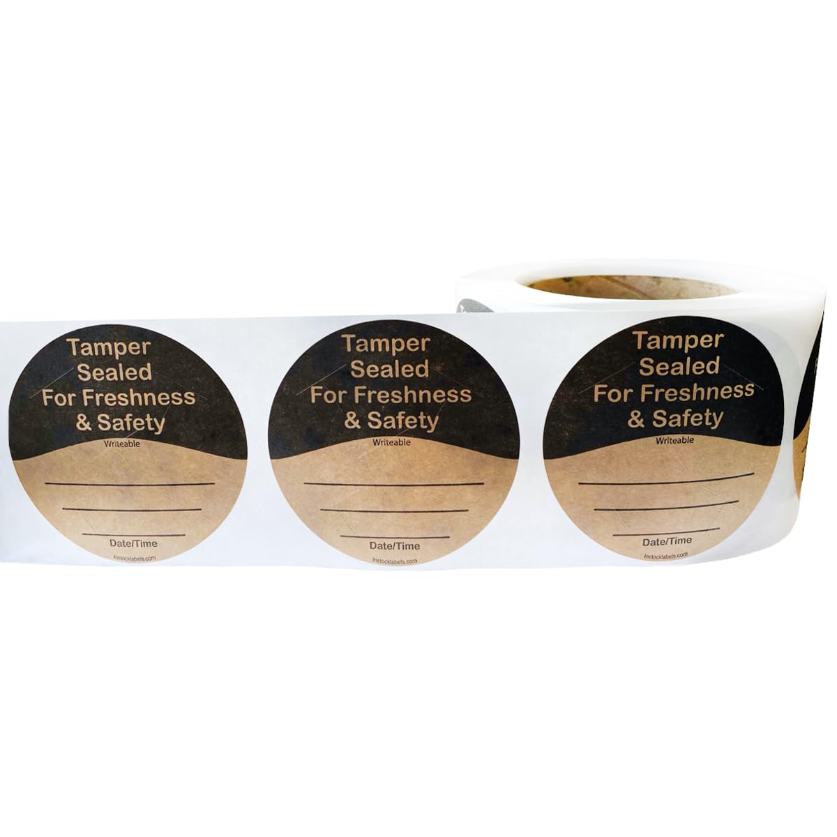 Natural Kraft Food Delivery Tamper Evident Labels Go Green 3", 500 Total Adhesive Stickers