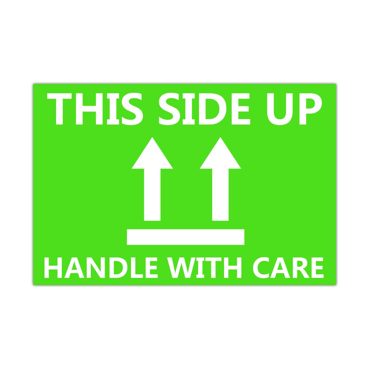 This Side Up Fluorescent Shipping Label Stickers-2" X 3" This Side Up Warning Stickers for Shipping and Packing-300 Adhesive Labels Per Roll (Green/White)