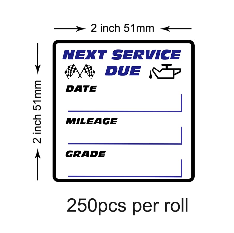 250pcs Oil Change Stickers 2x2 inch Clear Next Service Due Reminder Adhesive Labels for Vehicles Windshield Car Maintenance - Mysuevin