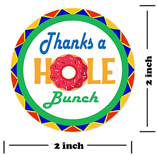 Thanks a Hole Bunch Donut Stickers Labels, 2 Inch Donut Themed Birthday Party Thank You Stickers for Baby Shower Birthday Party Decorations (210 Labels)