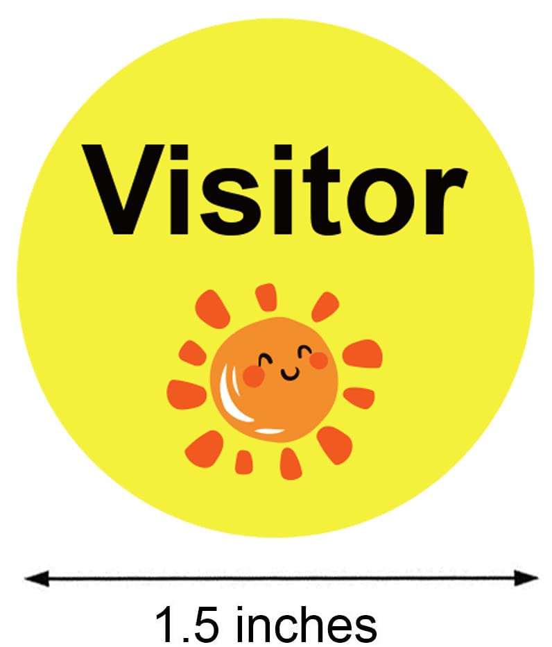 1.5 inch Visitor Stickers 500 pcs Happy Face Visitor Labels Christmas Visitor Identification Labels Stickers for Vistor Pass at School,Daycare,Hospital,Clinic,Museum,Business