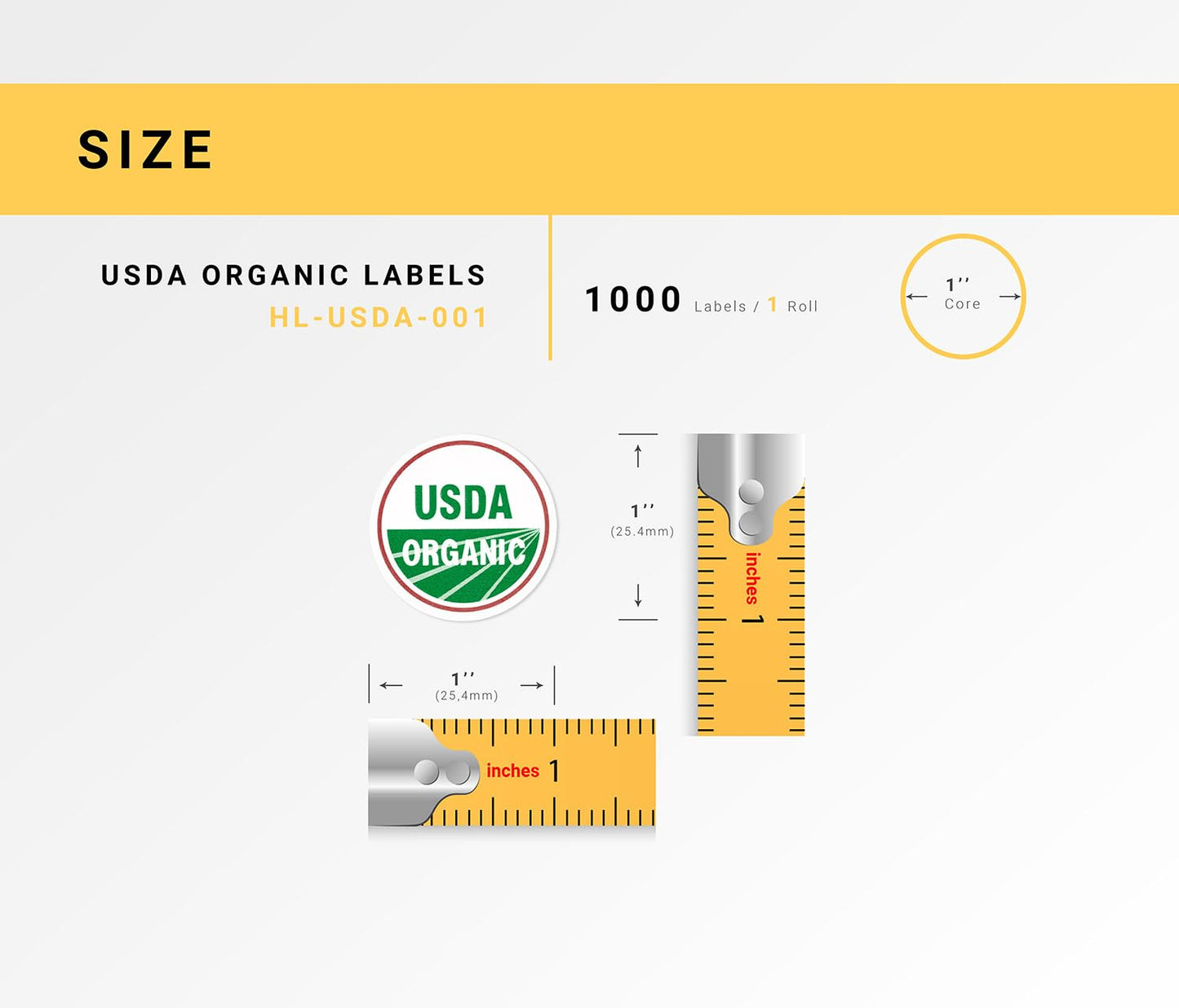 USDA Organic Labels 1 roll, 1000 Labels per roll 1 Inch Round Circle Dots 1000 Adhesive Stickers