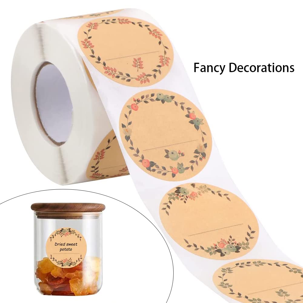 500 Pcs Sticker Labels Round Kraft Stickers 5cm Brown Jam Stickers Jar Labels for Wedding Packages Gift Bags Store Owners Crafts Jar Mason Jars and Food Jars
