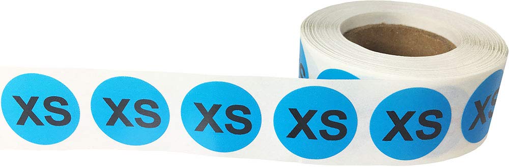 Blue Circle Extra Small XS Clothing Size Stickers for Retail Apparel 0.75 Inch 500 Total Adhesive Labels