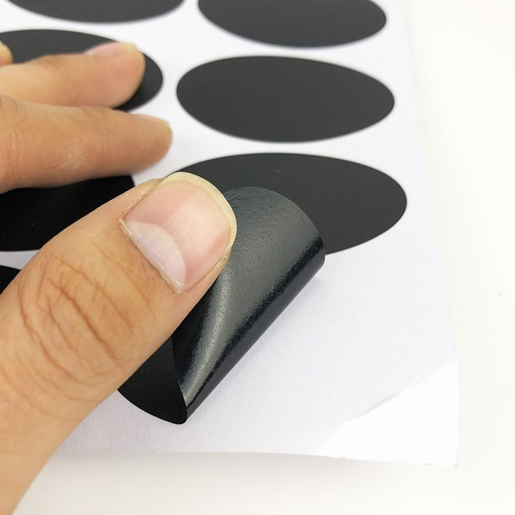 20 Sheets Printable Labels Mini Jar Labels for Storage Bins Adhesive Labels Pantry Sticker Oval Sticker Classification Sticker Bottle Chalk Bottle Black Oval Storage Box