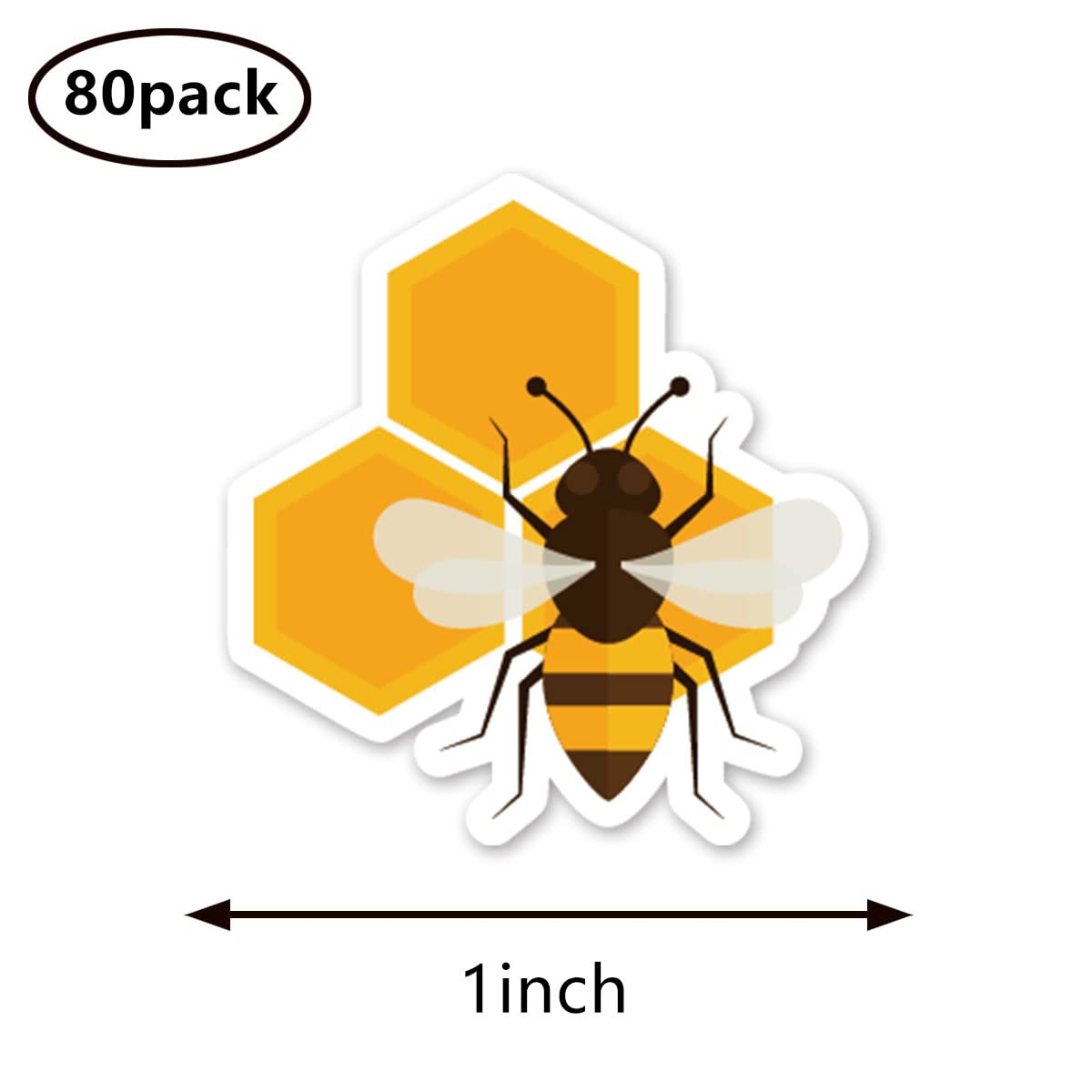 Honey Bee Stickers, 1 Inch Scrapbooking Arts Calendar Kids Crafting Labels 80-Pack