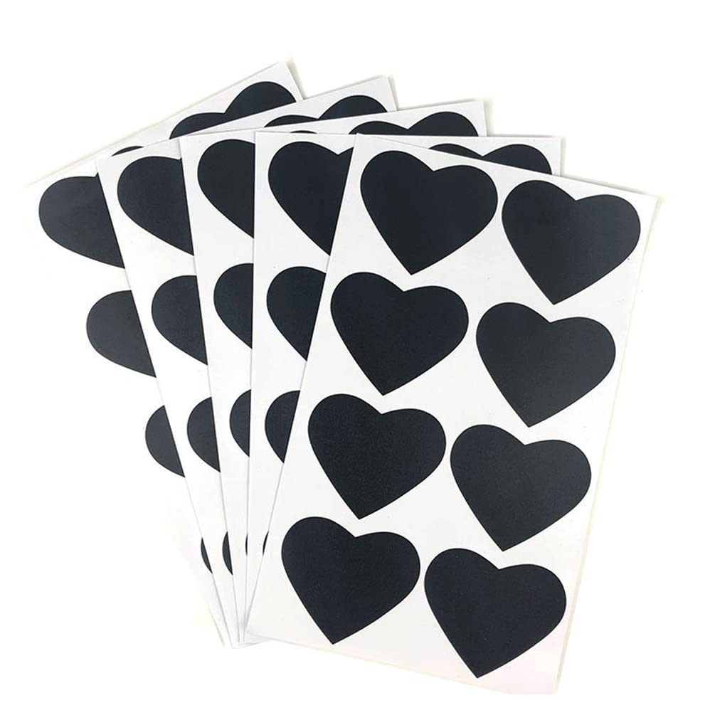 10 Sheets Heart Shaped Chalkboard Labels Erasable Black Sticker for Bottles Jars Kitchen Home Party Decoration