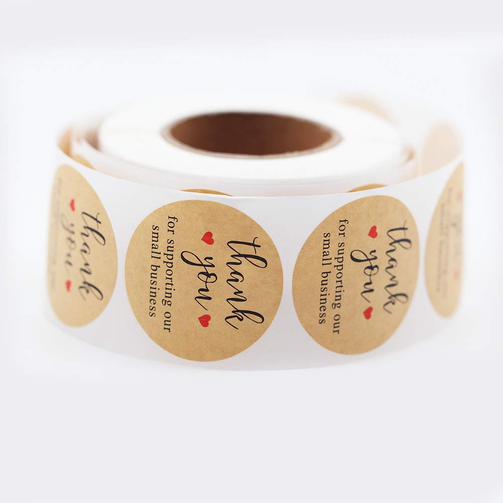 YOGET 1.5'' Thank You for Supporting Our Small Business, Kraft Paper Thank You Stickers, 500 Labels Per Roll Our business
