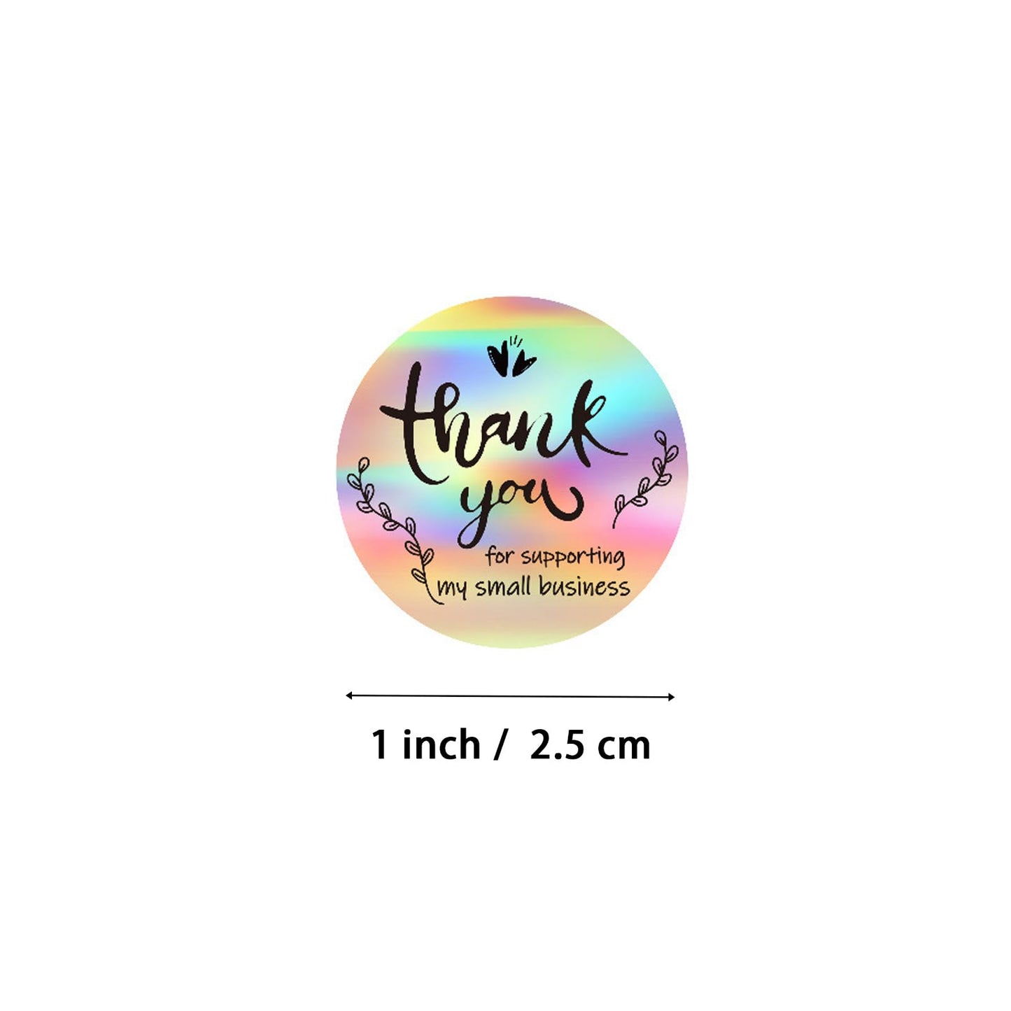 500PCS Thank You Sticker Roll, Holographic Rainbow Self-Adhesive Sticker Labels for Small Business, Gift Wrap, Envelope Closure, 1 inch