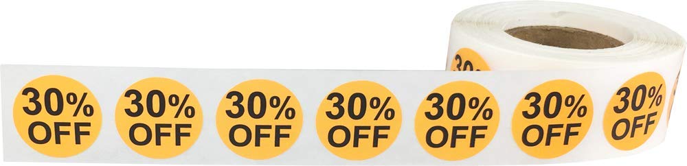 30% Percent Off Stickers for Retail 0.75 Inch 500 Adhesive Labels
