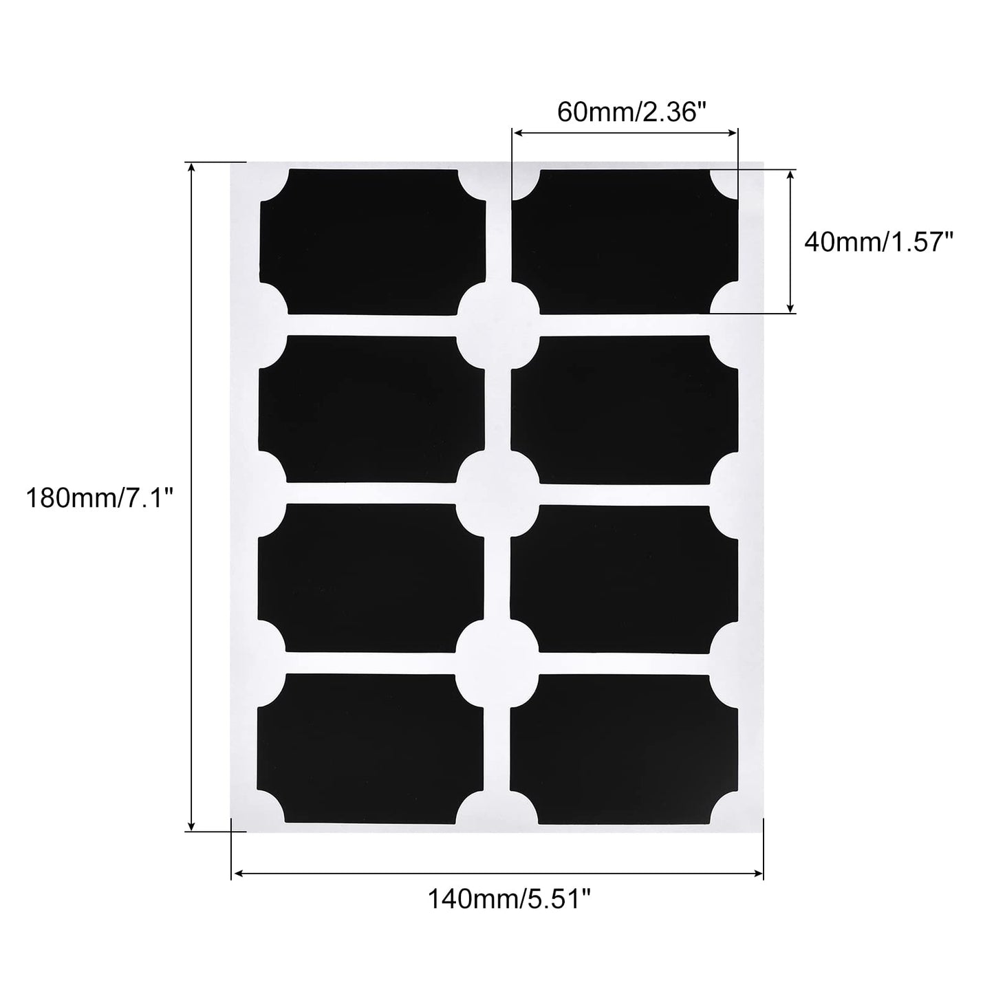 PATIKIL Chalkboard Labels Blackboard Stickers 60x40mm Reusable for Home Kitchen Mason Jar with Chalk Marker, 8 Label Per Sheet, 12 Sheets, Count 96