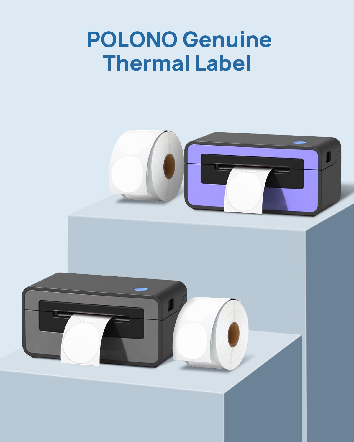 POLONO Genuine 2" White Circle Direct Thermal Labels, Self-Adhesive Thermal Stickers Labels, Thermal Printer Labels for Address, Compatible with POLONO PL80E, PL70E and PL60 Label Printer (750 Labels)