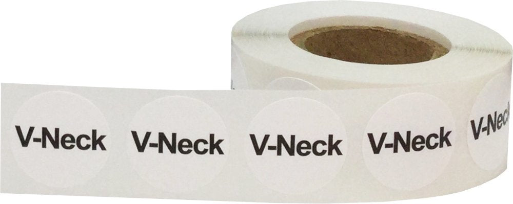 White Circle V-Neck Clothing Size Stickers for Retail Apparel 0.75 Inch 500 Total Adhesive Labels
