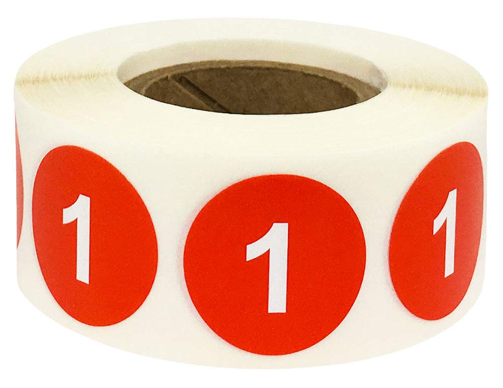 Red Number 1 Stickers 0.75 Inch 500 Labels On A Roll #1
