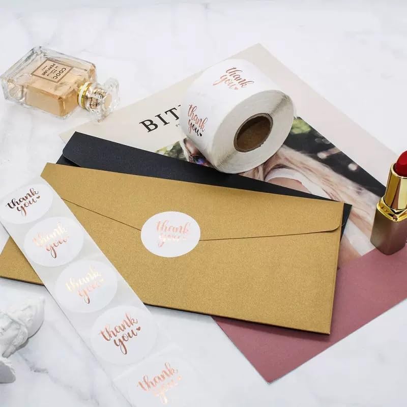 Premium Thank You Stickers - 500 Pcs 1.5 inch Elegant Designs for Gifts, Packaging, and Business - Round Sticker Label - Express Gratitude with Style