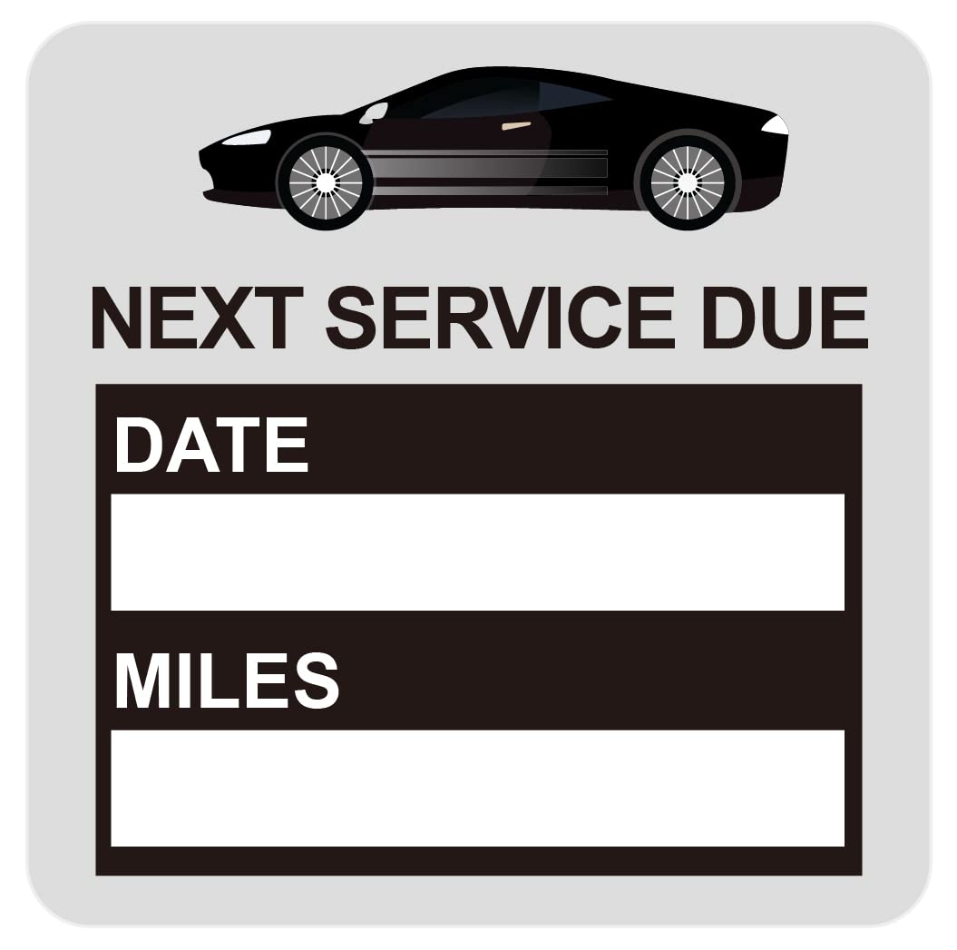 Oil Change Stickers Static Cling,2inch 60pcs Black Square Next Service Due Sticker