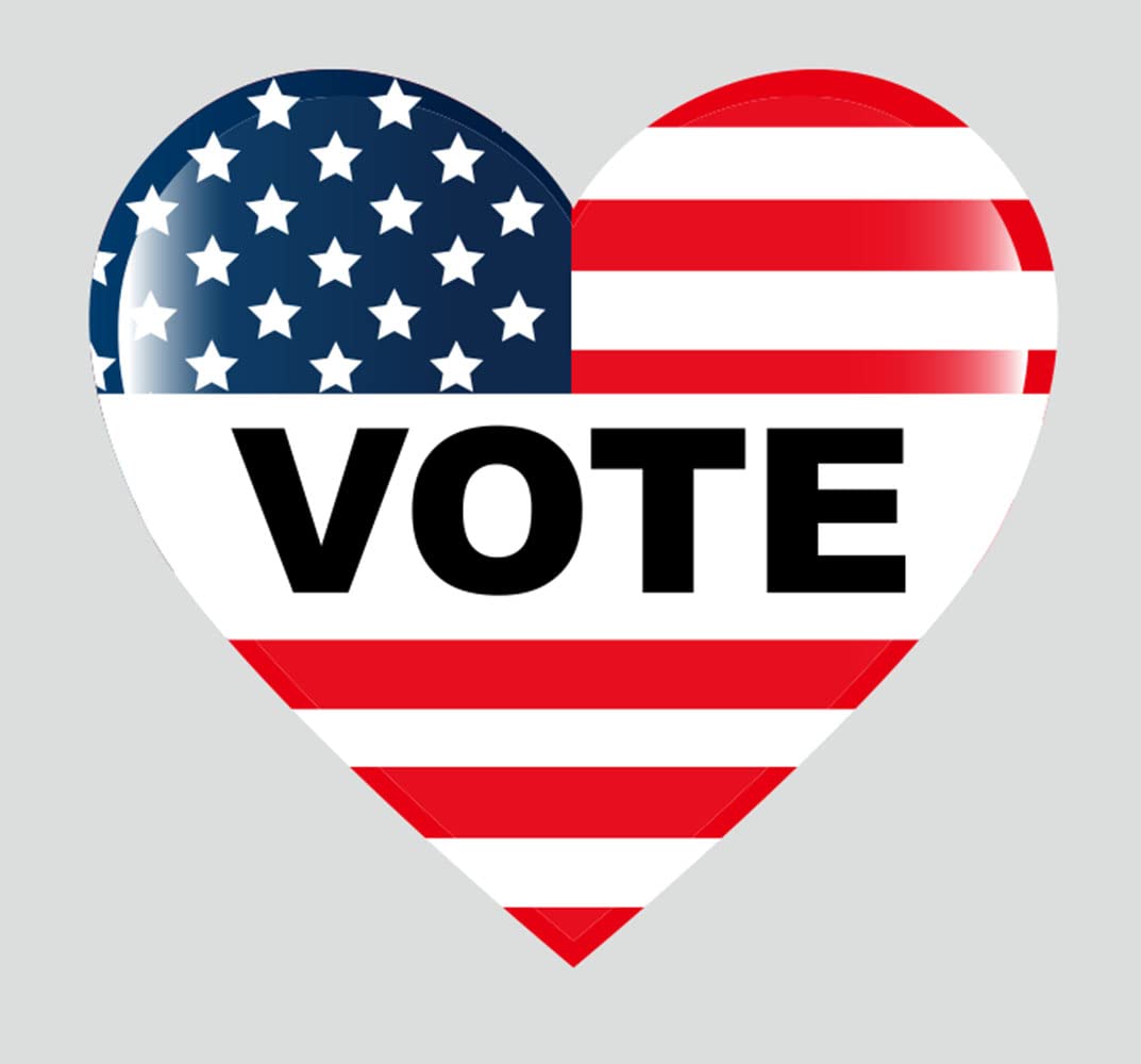 2x1.854 Inch 150PCS Vote Stickers Heart Flag Stickers Waterproof Labels