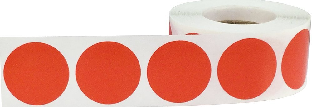 Red Color Coding Labels for Organizing Inventory 1 Inch Round Circle Dots 500 Total Adhesive Stickers On A Roll Red