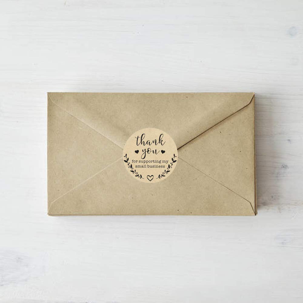 2'' Thank You for Supporting My Small Business Stickers, Kraft Labels Custom Sticker for Bakeries, Crafters & Small Business Owners, 500 Labels Per Roll 2 inch Black Font