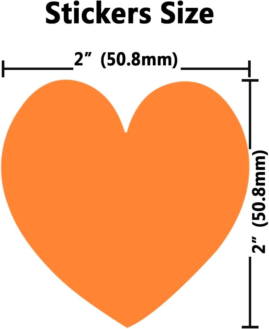 Mother's Day Stickers,Heart Shape Label,Stickers for Wedding Crafting Scrapbooking,Father's Day Supplies, 2 Inch Adhesive Label 500 Per Roll (1 Roll) Orange
