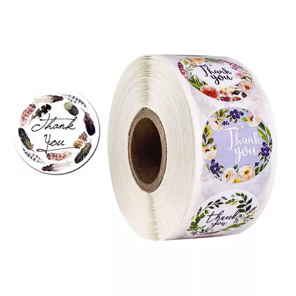1.5 Inch Round Stickers Small Business Waterproof 500 PCS Thank You Labels for Retail, Boutiques, Products, Mailing, Packaging 1.0 INCH