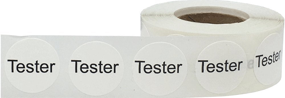 White Tester Circle Dot Stickers, 3/4 Inch Round, 500 Adhesive Labels on a Roll for Product Identification and Convenient Organization - Made in The USA White