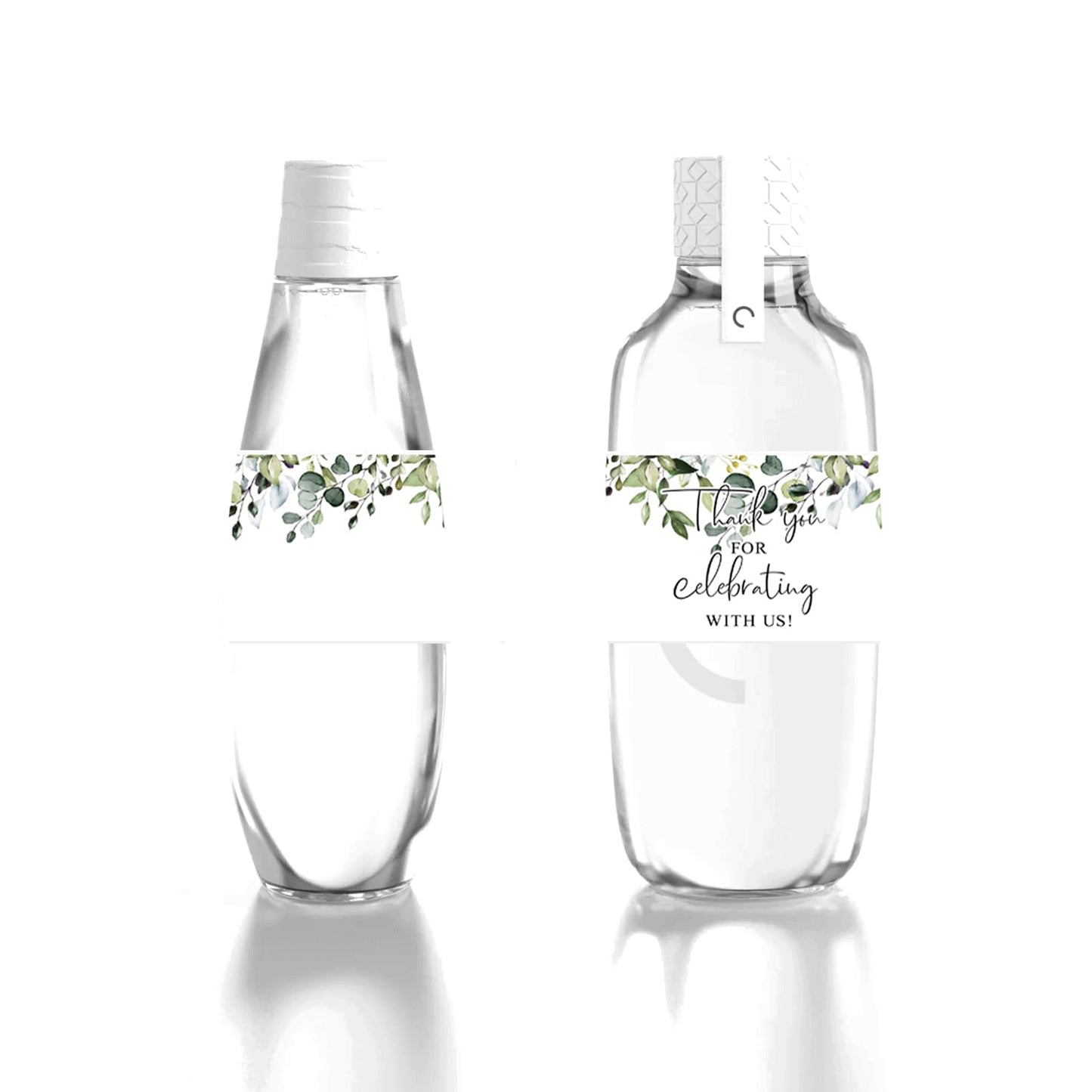 50PCS Wedding Water Bottle Labels, Thank You Water Bottle Labels, Green Floral Waterproof Water Bottle Labels, Flower Water Bottle Wraps Sticker for Weddings Birthday Baby Shower Anniversary Supplies