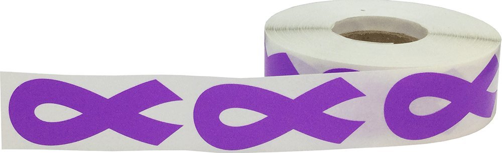 Purple Awareness Ribbon Stickers 2 Inch 500 Total Adhesive Labels