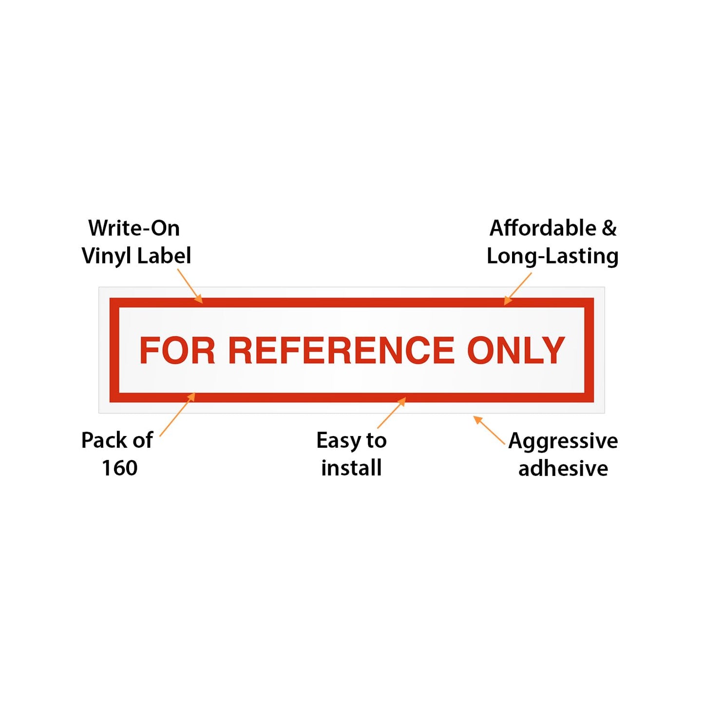 SmartSign for Reference Only Labels | Pack of 160, 2" x 0.5" Write-On Removable Vinyl Stickers, Made in USA
