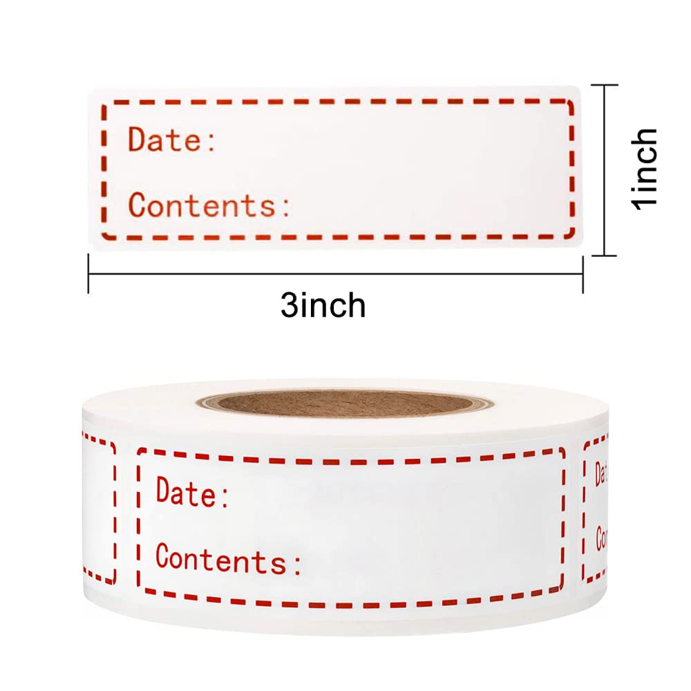 320pcs Removable Freezer Labels, 1 x 3 Inch Food Storage Stickers, Refrigerator Freezer Paper Label Easy Clean Leaves No Residue, Red