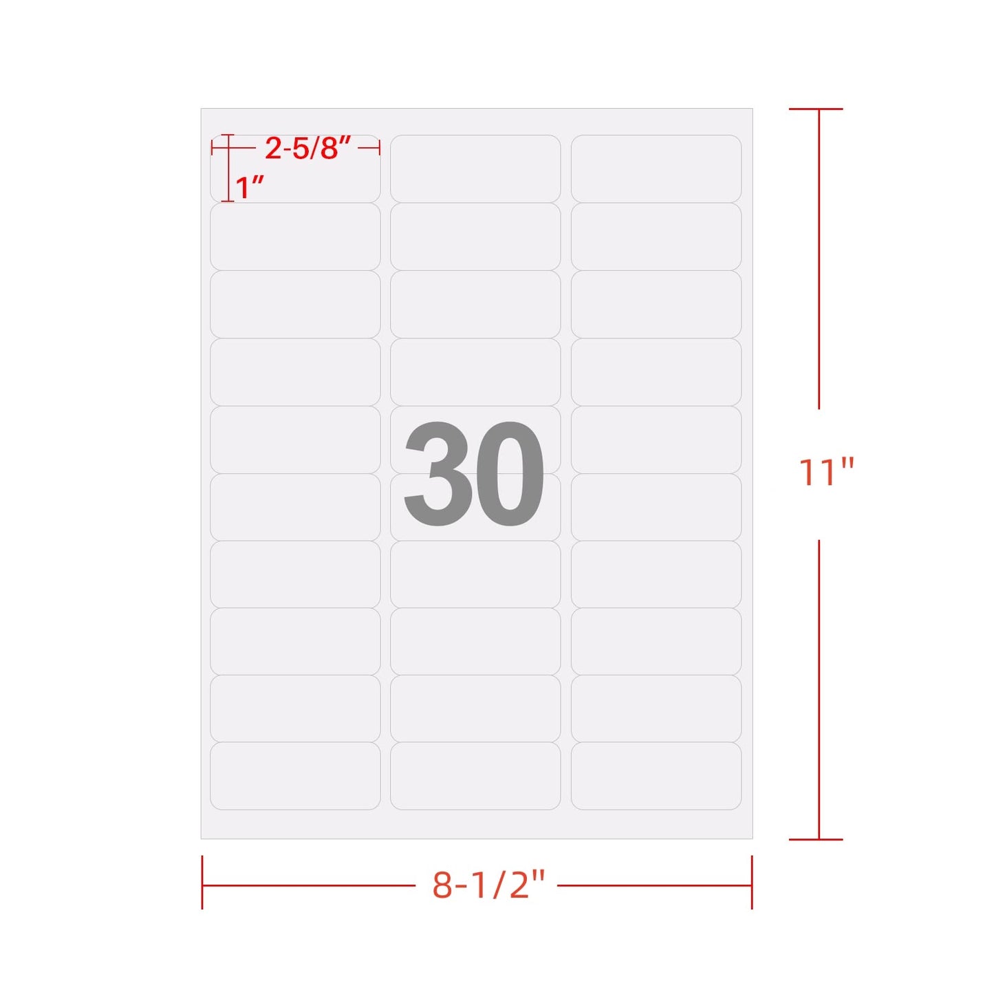 Address Sheet Labels 1" x2-5/8 Self Adhesive Sticker Shipping Labels (50 Sheets,1500 Labels) 50